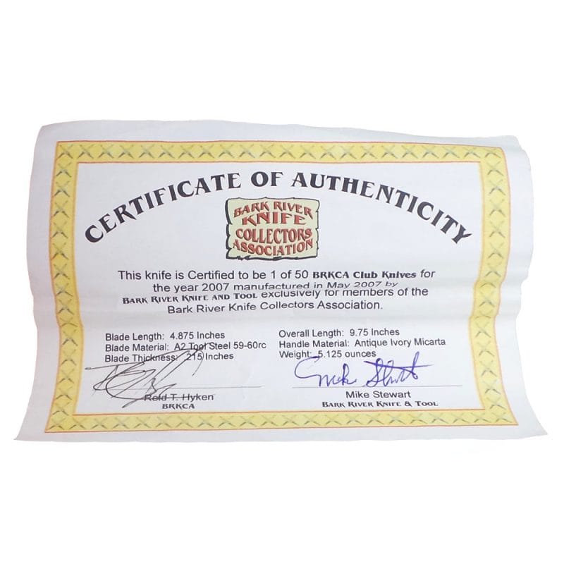 Bark River BRKCA 2007 Club Knife with Certificate 1 of 50 - 12.5cm Blade | SportingCutlery.co.uk