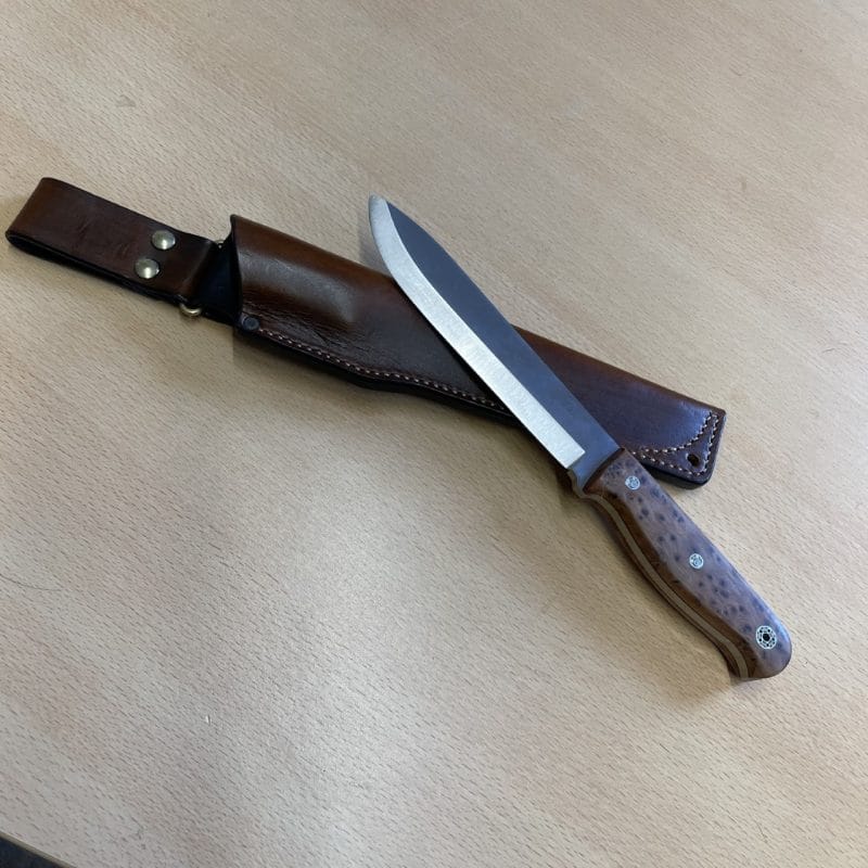 ERK Handmade Bushcraft Knife Scandi Grind Blade and Leather Friction Sheath | SportingCutlery.co.uk