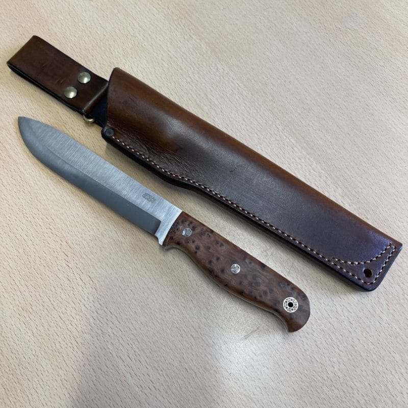 ERK Handmade Bushcraft Knife Scandi Grind Blade and Leather Friction Sheath | SportingCutlery.co.uk