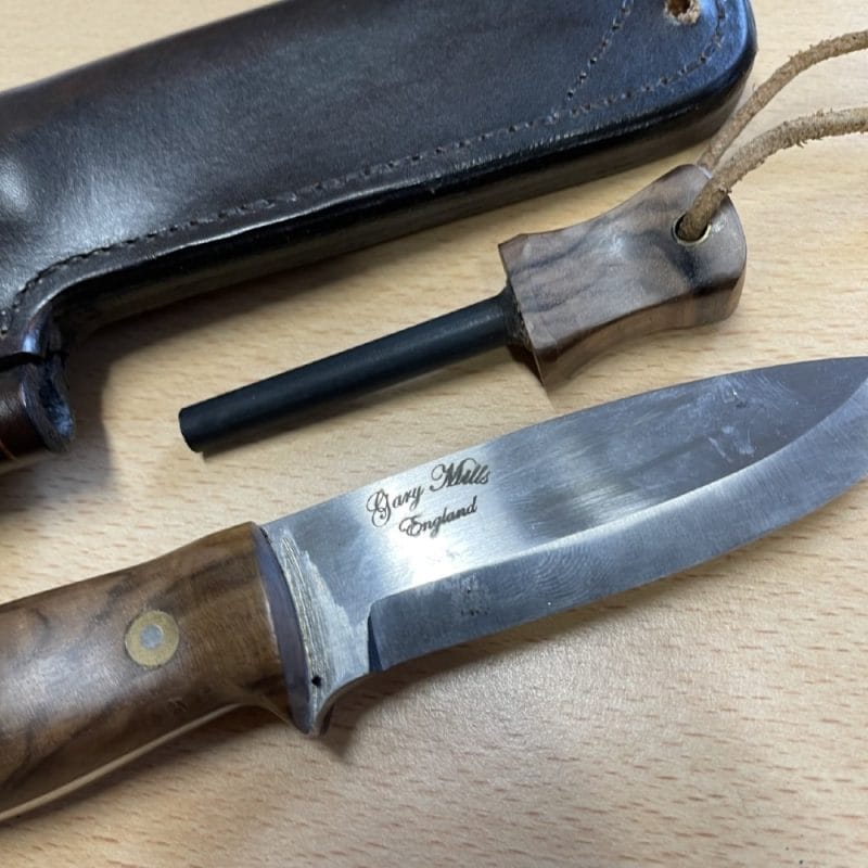 Gary Mills Lynx Bushcraft Knife with Leather Sheath - Firesteel Edition | SportingCutlery.co.uk