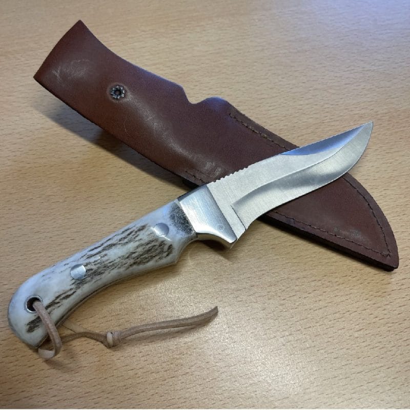 Esparcia Kasu Hunting Knife - Antler Handle - Leather Sheath - Image 2