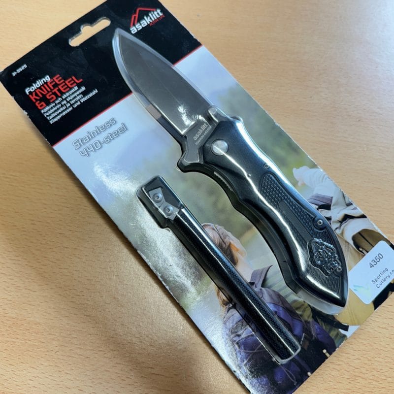 4350 a Asaklitt Folding Knife with Sharpening Steel