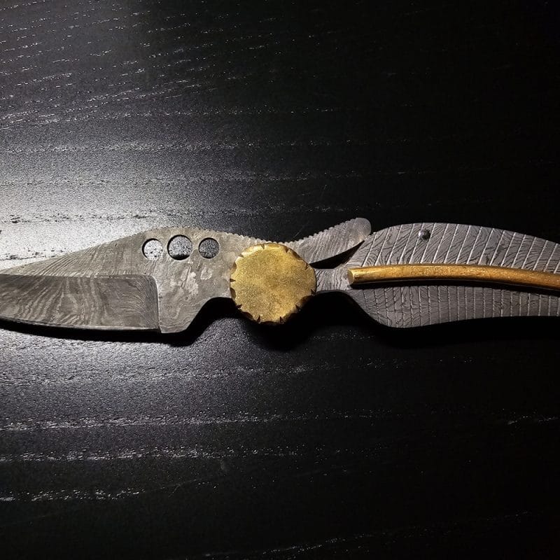 Kuboy Handmade 18.6cm Damascus Steel folding pocket knife leaf style design blade length: 6,7cm MINT CONDITION - Image 4