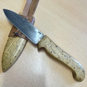 Handmade 'J' Knife Oak Handle and Sheath