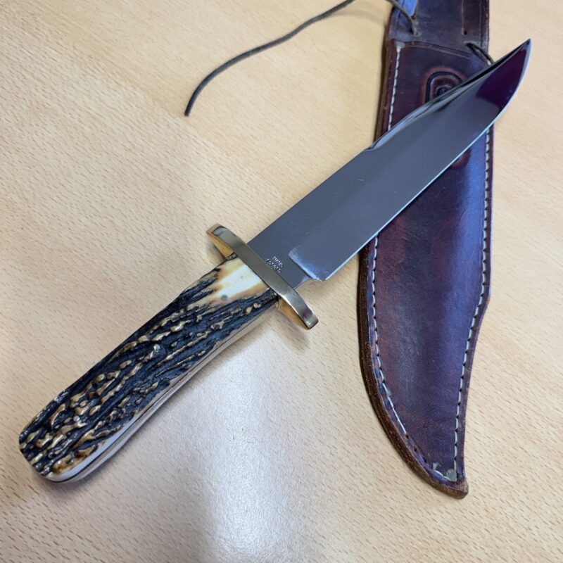 Hand Forged Stag Handle Bowie Knife Marked R. Middleton