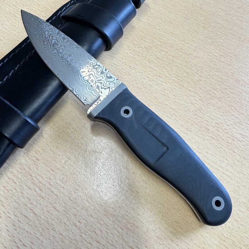 Raven Damascus Knife with Micarta Handle by Rob Bayley