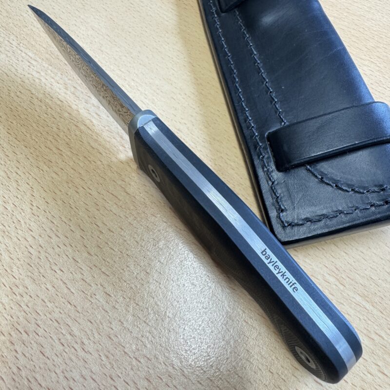Raven Damascus Knife with Micarta Handle by Rob Bayley - Image 6