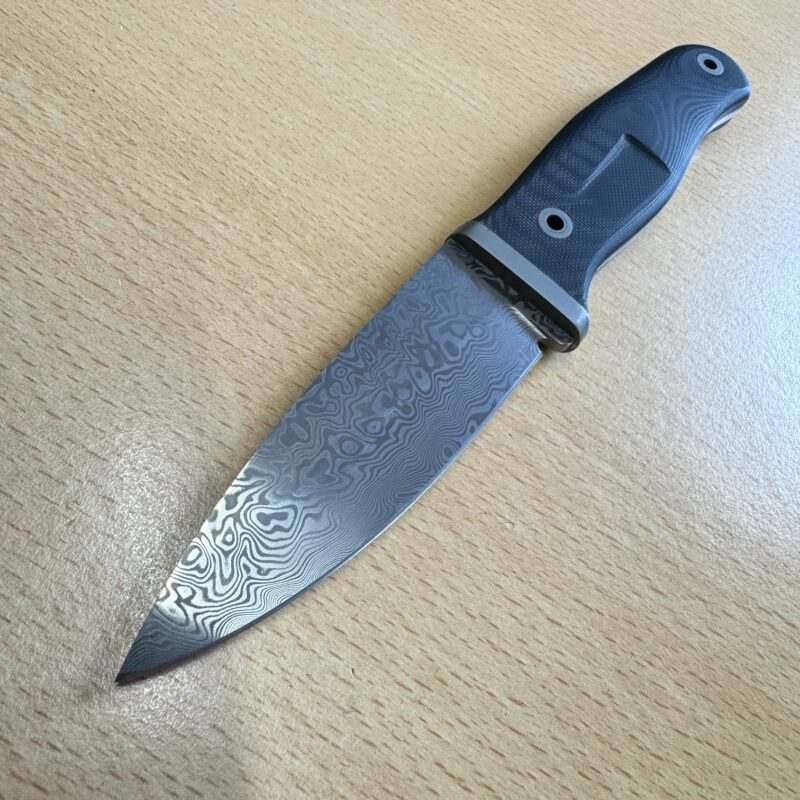 Raven Damascus Knife with Micarta Handle by Rob Bayley - Image 4