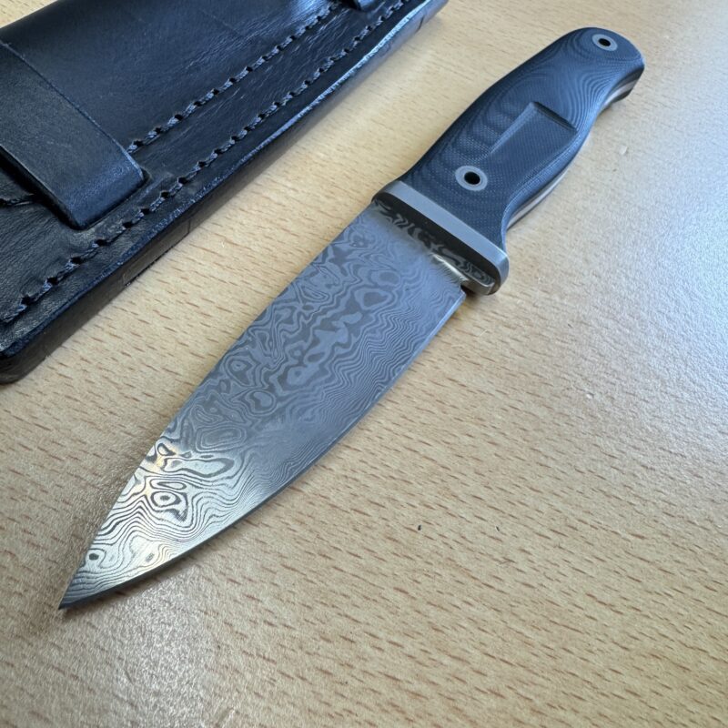 Rob Bayley Raven Damascus Knife with Micarta Handle