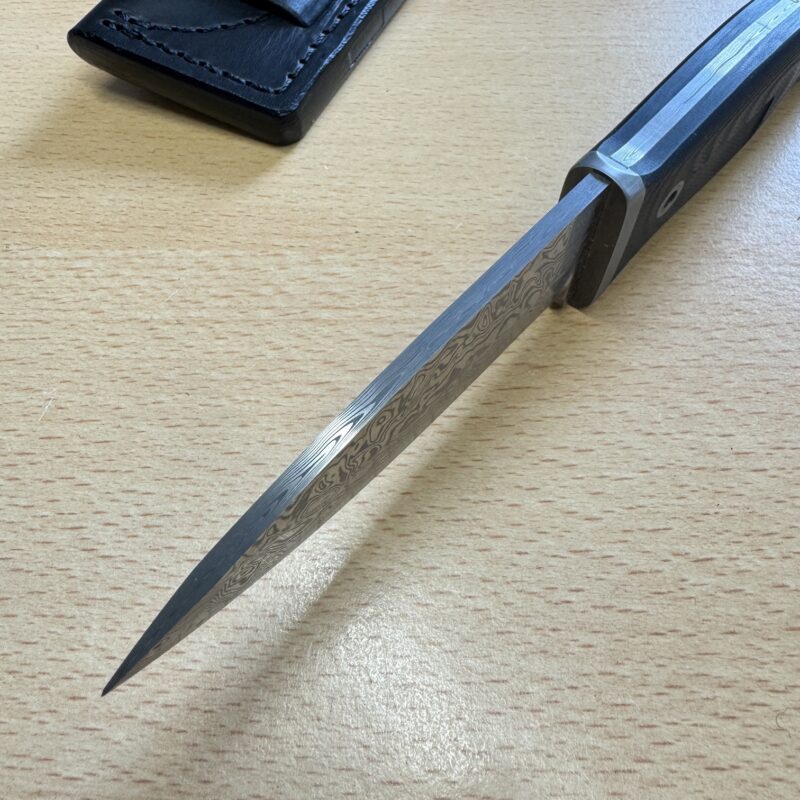 Rob Bayley Raven Damascus Knife with Micarta Handle - Image 5
