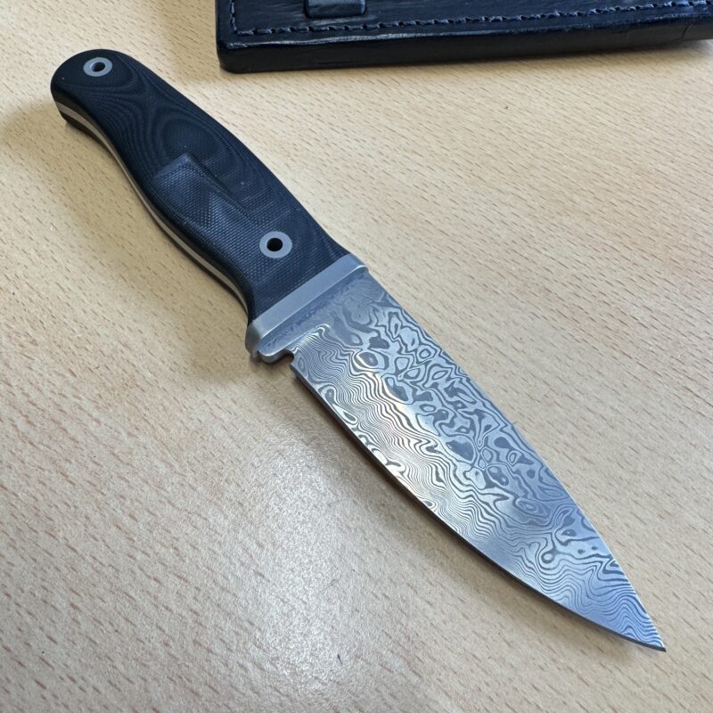 Rob Bayley Raven Damascus Knife with Micarta Handle - Image 3