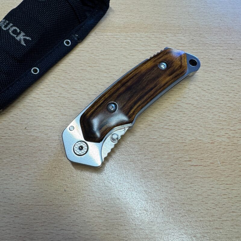 Buck Alpha 279 folder wooden handle scales canvas sheath - Image 8