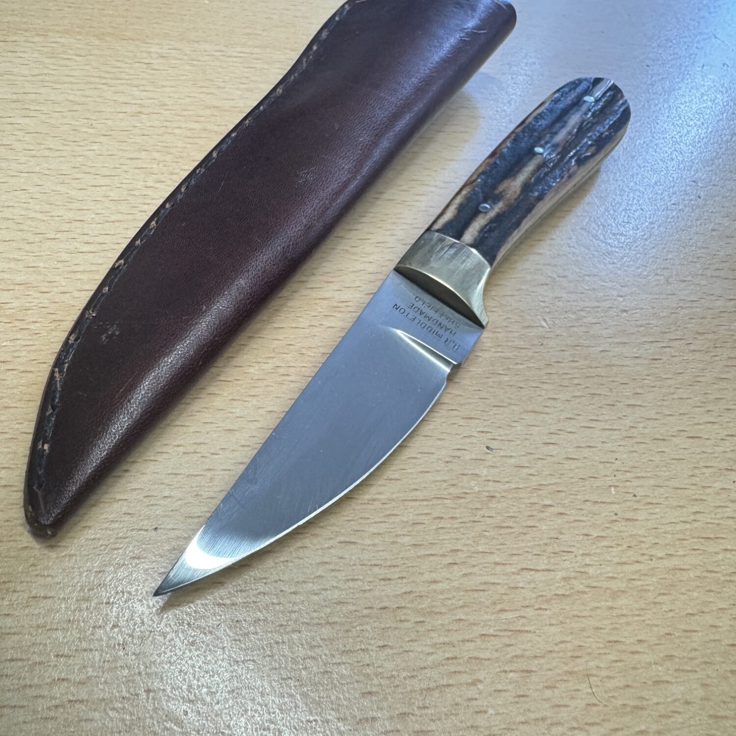 R Middleton Fixed Blade Stag Handle leather sheath - Image 4