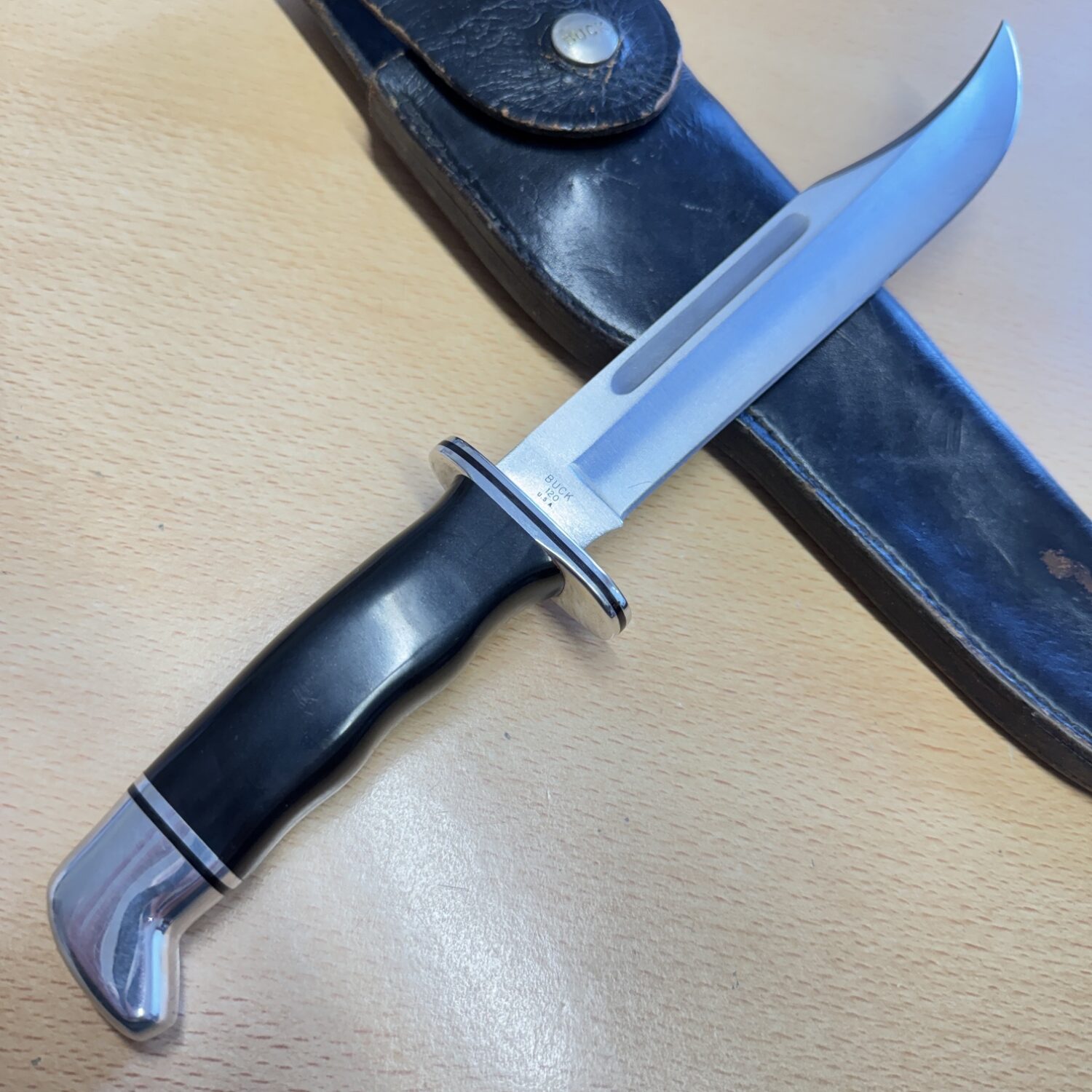Buck 120 With Leather Sheath